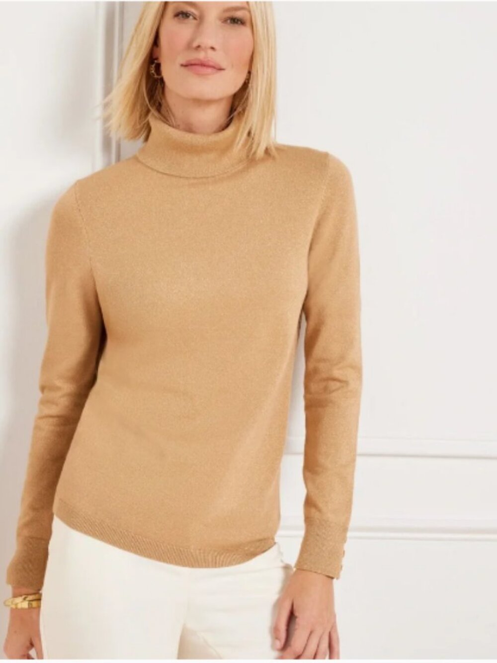 Talbots Perfect Turtleneck; NWT; Size XL; Gold Metallic